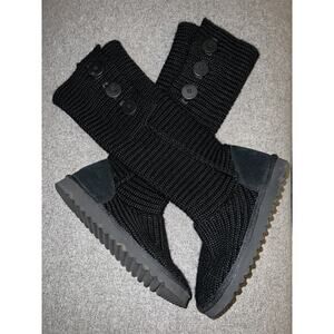 Black Knit Kirkland Costco sweater boots women’s size 8 Sheepskin Insole